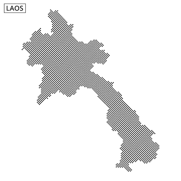 Visual representation of Laos map with dotted pattern and abstract lines