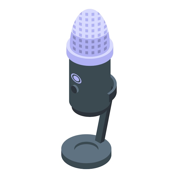 Vlogger studio mic icon isometric vector Podcast show Record online