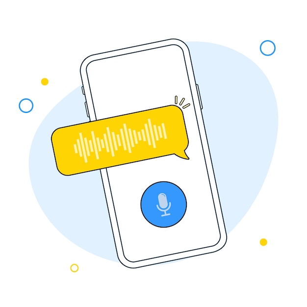 Voice message bubble icon with sound wave and microphone Voice messaging correspondence Modern flat style vector illustration