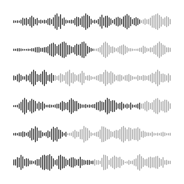 voice message mail social media chat conversation messaging app music player audio or video editor interface element voice assistant recorder sound wave pattern vector illustration
