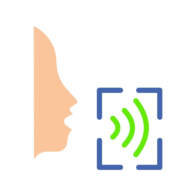 Voice recognition Recognize scan assistant record voice message mail biometric data ID confirmation verification privacy protection security system Colorful icon on white background
