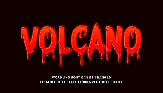 Volcano editable text effect template 3d bold red liquid slime typeface