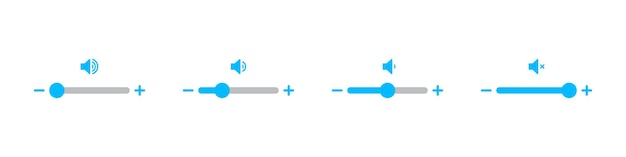 volume slider icon set for smartphone user interface elements in blue color