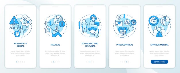 Voluntary childlessness reasons blue onboarding mobile app screen