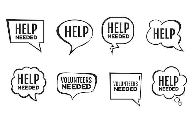 volunteers needed volunteer need speech bubble isolated set concept