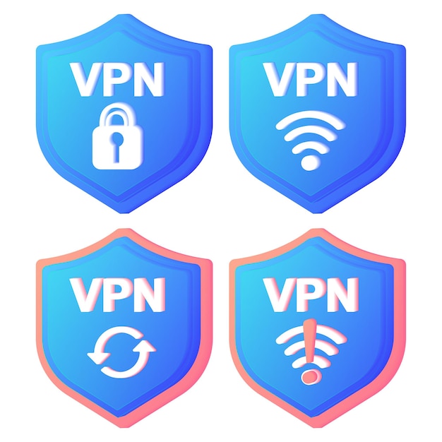 VPN Service Concept Icons Using VPN to protect his personal data in computer Virtual Private Network Secure network connection and privacy protection Data transfer concept set Secure web traffic