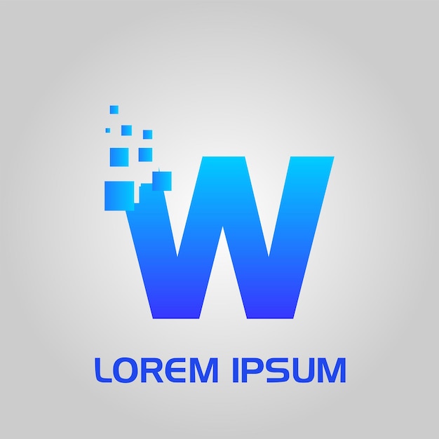 W Letter Pixel Flow Style Initial Logo