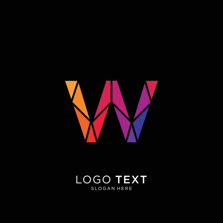 W Logo Technology colorfull on Black Background
