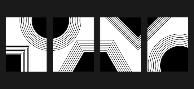 wall art abstract retro black and white geometric pattern background vector abstract shapes