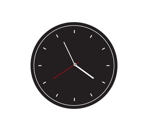 Wall clock Analog black wall clock Minimalist watch Modern design clock Vector illustration