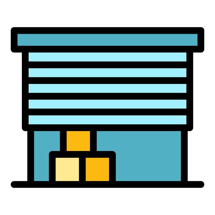 Vektor warehouse icon outline vector transport cargo delivery van color flat