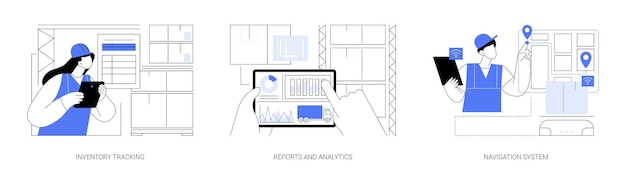 Warehouse management system abstract concept vector illustrations