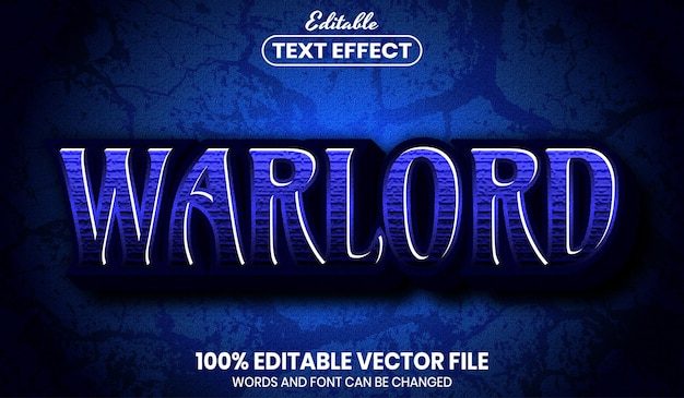 Warlord text, font style editable text effect