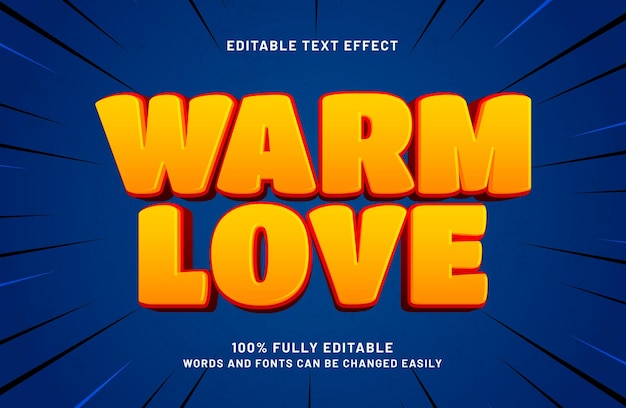 warm love editable text effect in love text style