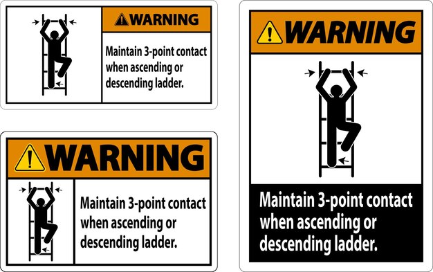 warning maintain 3 point contact when ascending or descending ladder