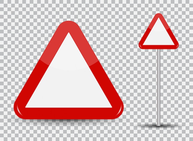 Warning Road Sign on transparent