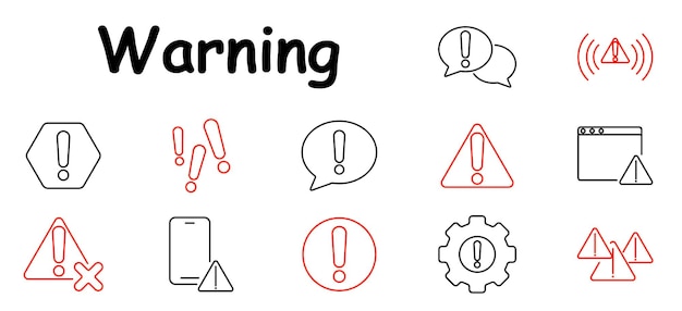 warning set icon exclamation mark caution alert settings message error signal notification triangle danger attention hazard