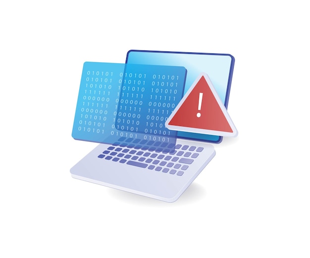 Warning sign of malware virus hacker attack