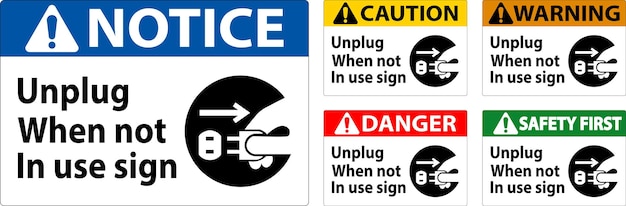 warning unplug when not in use symbol sign