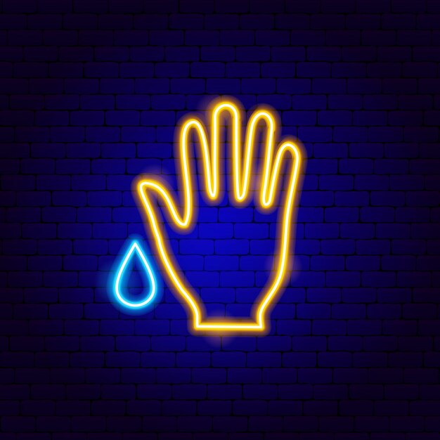 Wash Hand Neon Sign. Vector Illustration of Medical Promotion.