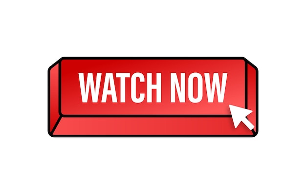 Watch now button in flat style on white background. Isolated vector illustration. Flat vector illustration.