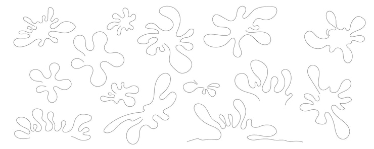 Vektor water drops logo icons set of splash symbols hand drawn ink sketch doodles