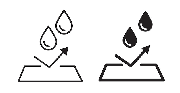 water repellent surface thin line icon set