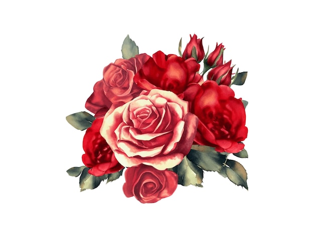 Watercolor flowers decoration for card and wedding vector clipart