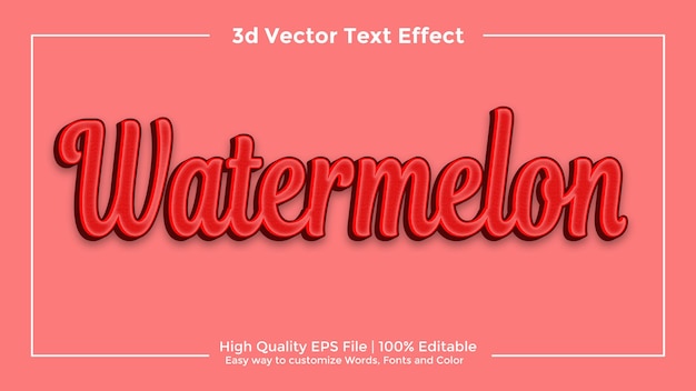 Watermelon 3d editable typography text effect