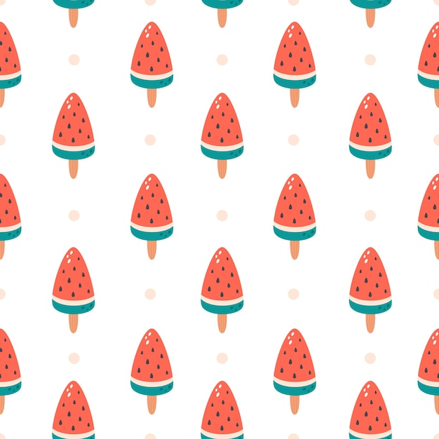 Watermelon ice cream seamless pattern Ice lolly fruit ice cream