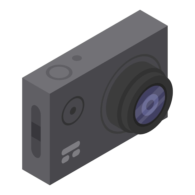 Waterproof action camera icon Isometric of waterproof action camera vector icon for web design isolated on white background