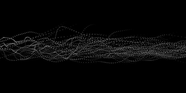 wave 3d abstract wave dots in dark background big data technology vector background