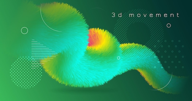 Wave gradient poster with 3d fluid shape