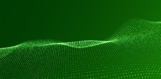 Wave of green particles Abstract technology flow background Future vector illustration