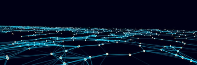 Wave of particles and lines Big data visualization Abstract background with a dynamic wave Vector illustration
