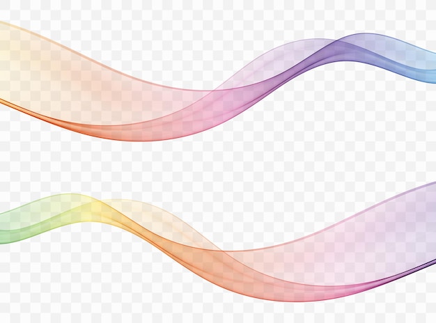 Wave on a transparent background Flow wave in rainbow colors design element