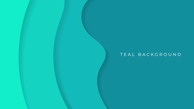 Wave papercut abstract teal background Vector illustration for your graphic design