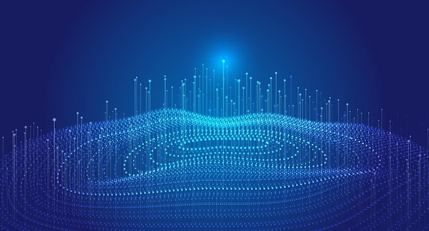 Waveforms point lines with rising rays in the Internet big data background
