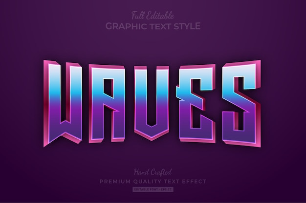waves gradient editable text effect font style