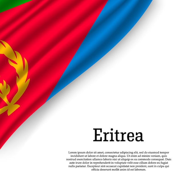 Waving flag of Eritrea on white