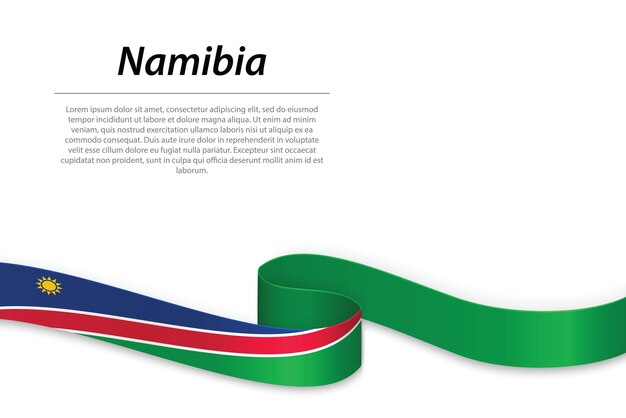 Waving ribbon or banner with flag of Namibia Template for independence day poster design