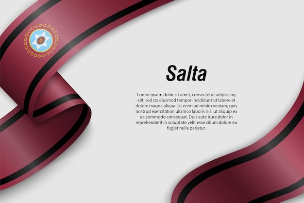 waving ribbon or banner with flag of salta province of argentina template for poster design