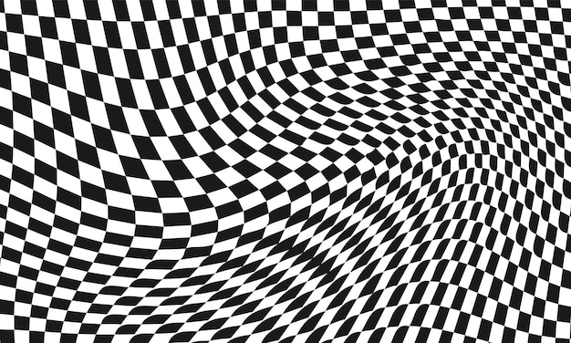 Wavy checkered racing black and white flag background