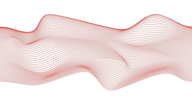 Wavy curve red line in futuristic style Abstract wave element for design Stylized line art background