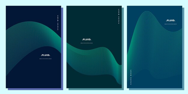 Wavy lines background template set copy space for brochure, poster, business card, or cover