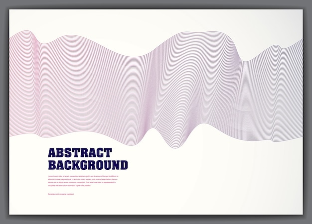 Wavy lines vector fluid abstract background. 3d colorful gradient motion art. Lined texture, dynamic surface, curve lines, flow shape.