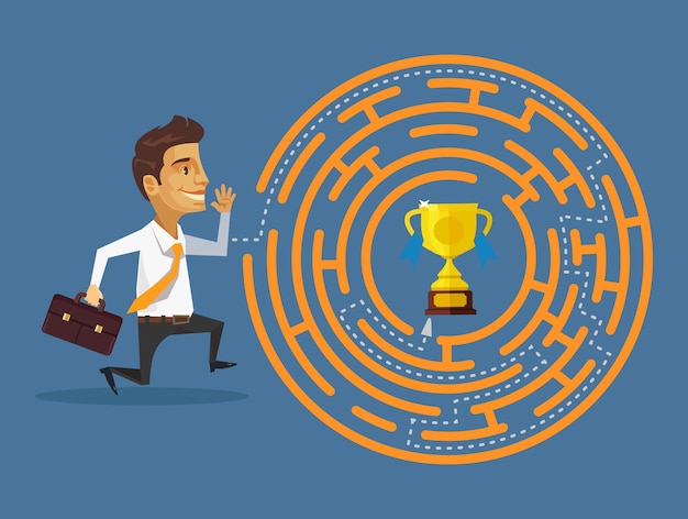Way to succes flat cartoon illustration