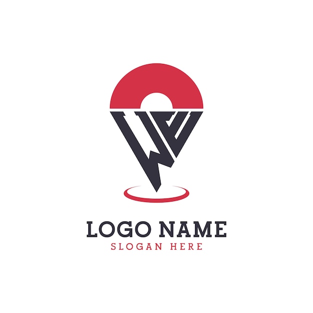 WE Location Icon Design Modern WE Pinpoint Logo for Navigation Map Apps and Location Based Businesses