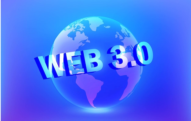 web 30 concept web 30 typography on blue background new version website using blockchain