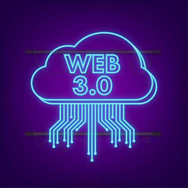 Web 30 technology for web design Internet blockchain technology neon icon Nft concept